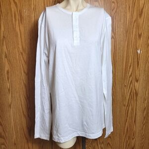 Fulcrum Long Sleeve White Henley Shirt